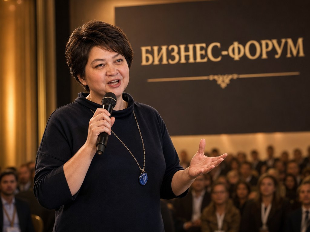 Рима Берзегова выступает на бизнес-форуме